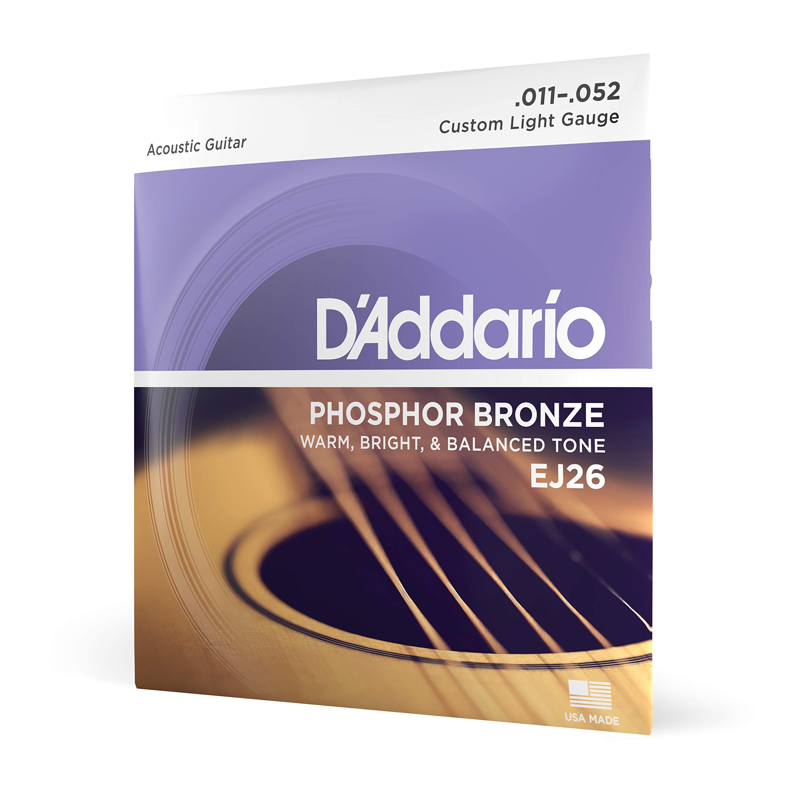 D'Addario EJ26 Phosphor Bronze 11-52 Custom Light Acoustic Guitar Strings