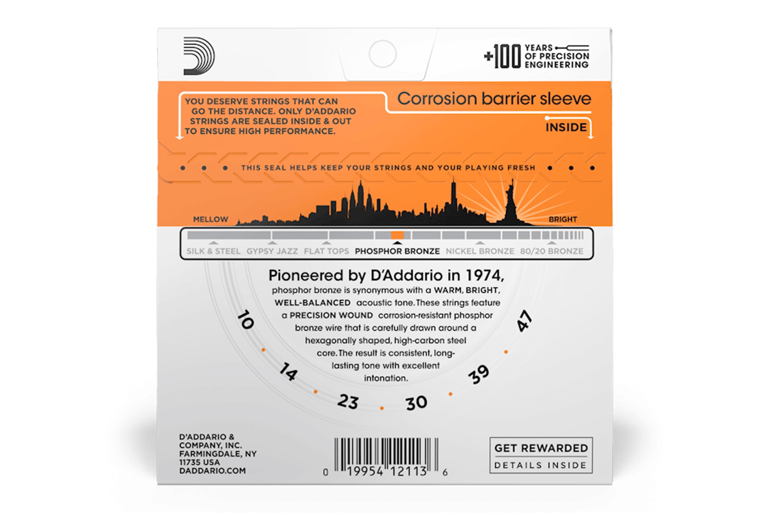 D'Addario EJ15 Phosphor Bronze 10-47 Extra Light Acoustic Guitar Strings