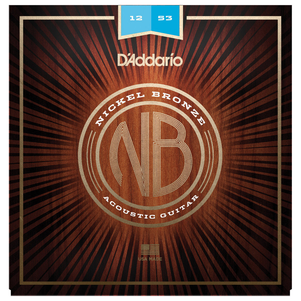 D'Addario Nickel Bronze Light Acoustic Guitar Strings 12-53