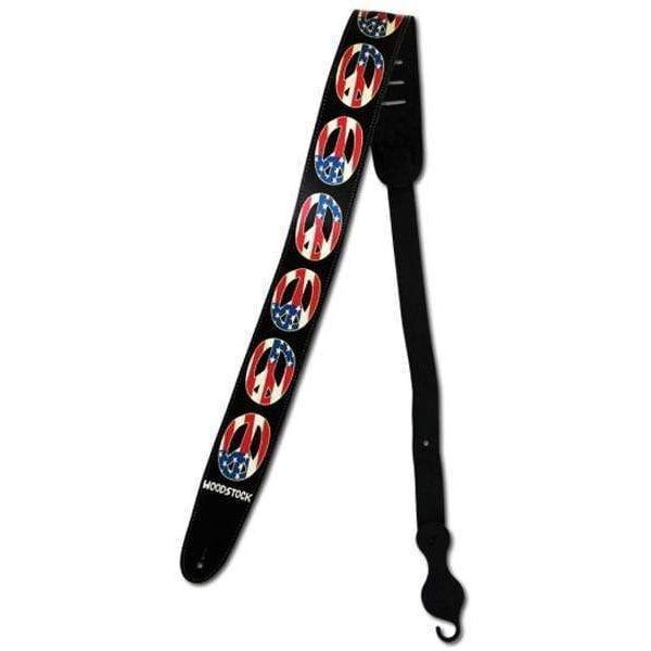 D'Addario Planet Waves Woodstock Leather Guitar Strap - Peace Flag