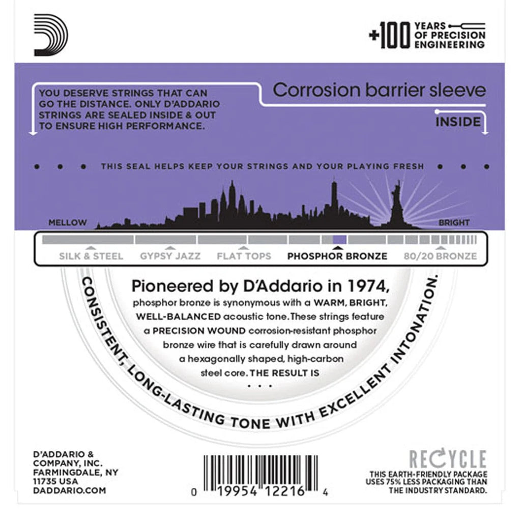 D'Addario EJ26 Phosphor Bronze 11-52 Custom Light Acoustic Guitar Strings