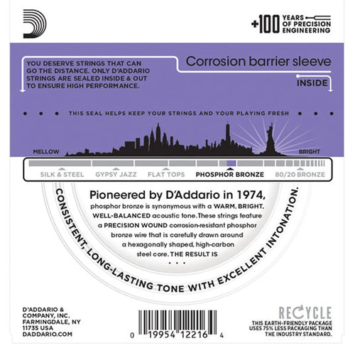 D'Addario EJ26 Phosphor Bronze 11-52 Custom Light Acoustic Guitar Strings