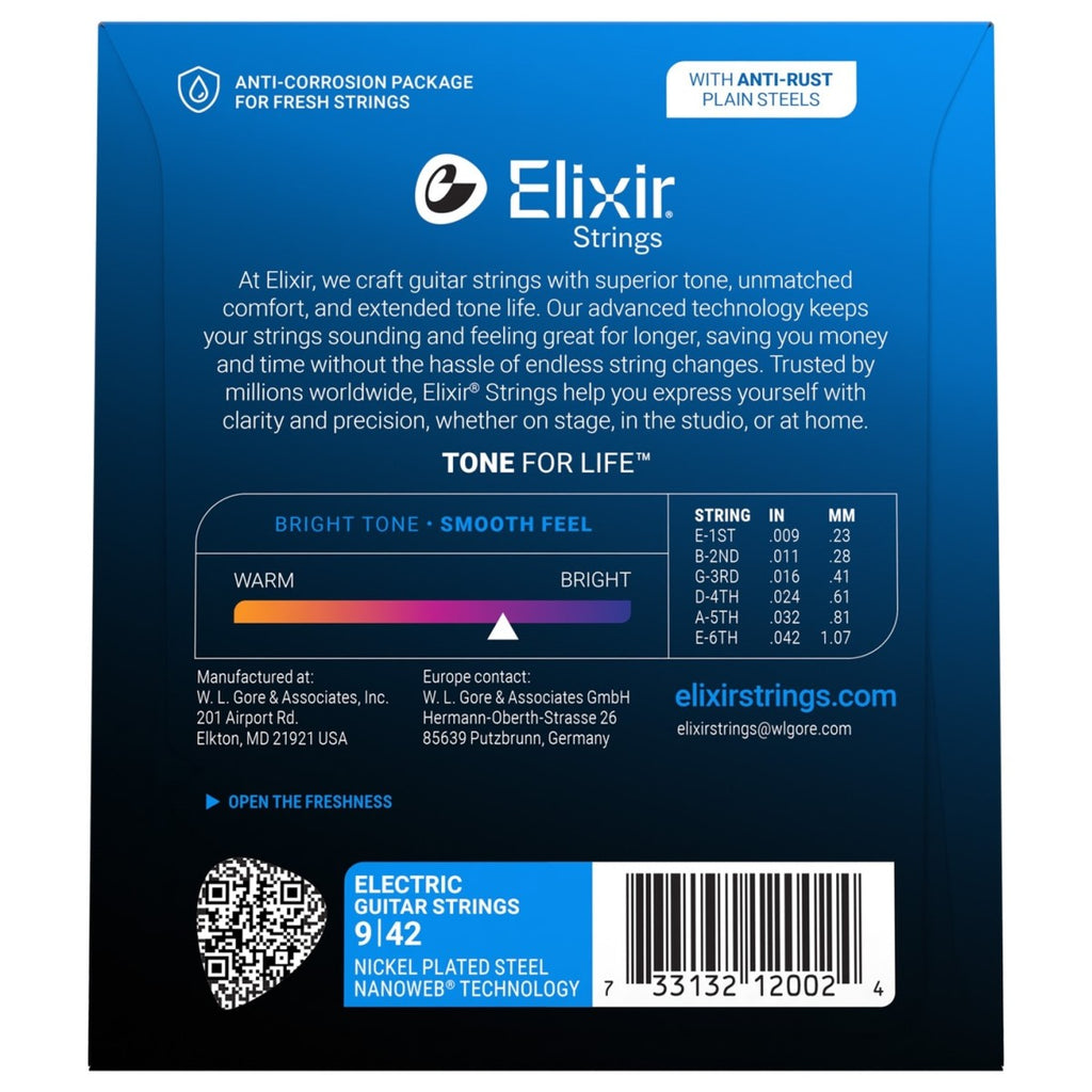 Elixir 12002 Coated Nanoweb Electric Guitar Strings Super Light 9-42