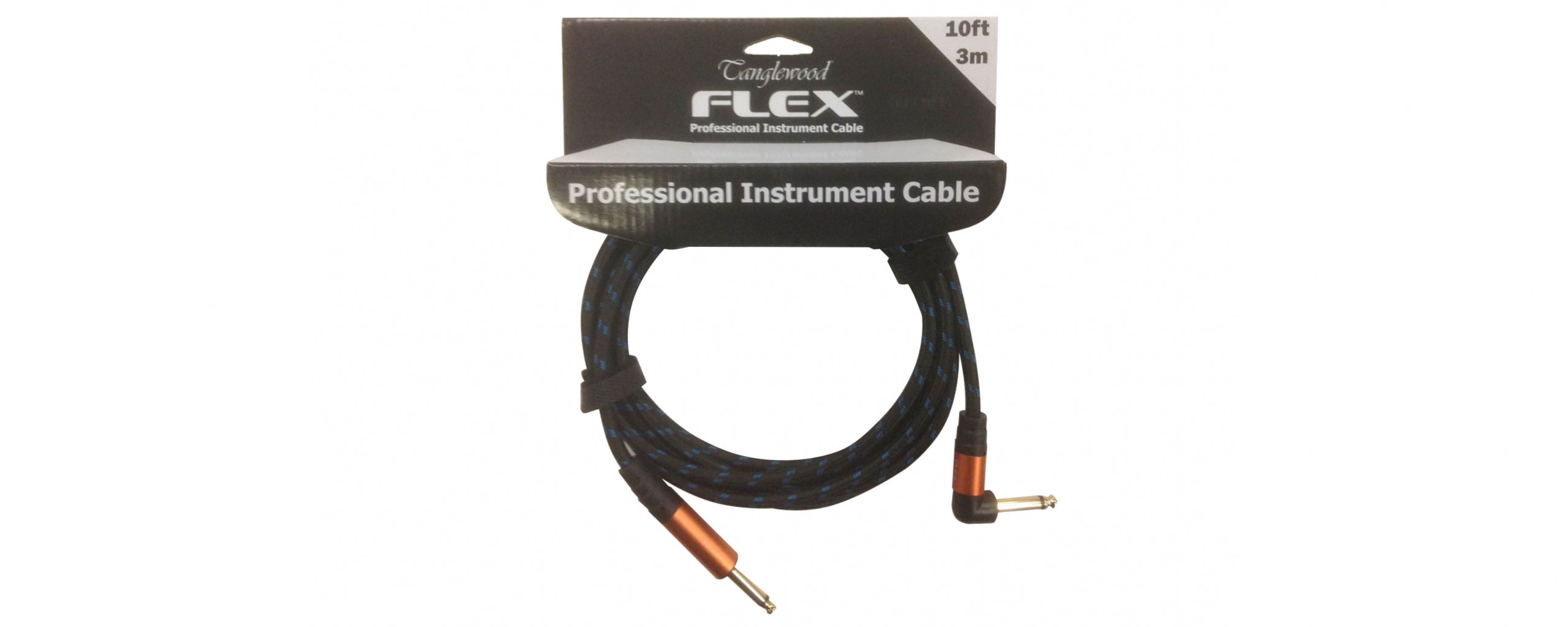 Tanglewood Flex FX3BB-A Professional Instrument Braided Angled Guitar Cable 3m