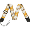 Fender Style Guitar Strap Monogrammed Embroidery Guitar Straps Leather - White/ Brown/ Yellow