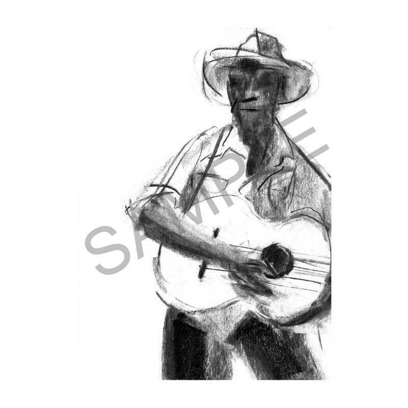 Jazz Guitarist Artwork by Jacquie Hughes