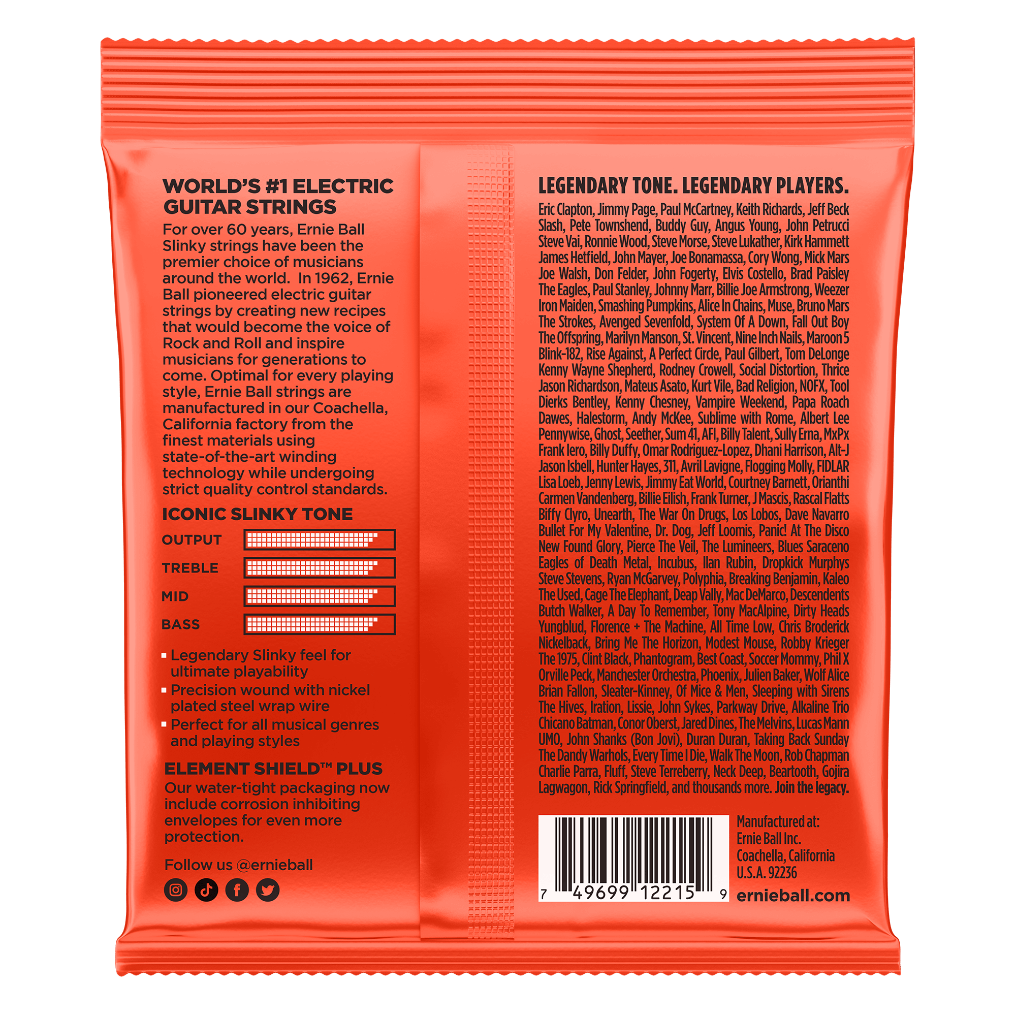 Ernie Ball Skiny top Heavy Bottom Slinky Electric Guitar Strings 10-52