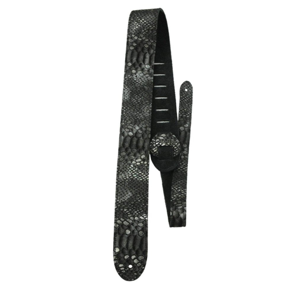 Rok Sak Perri's 2" RokSak Silver /Black / Blue Snake Leather Guitar Strap