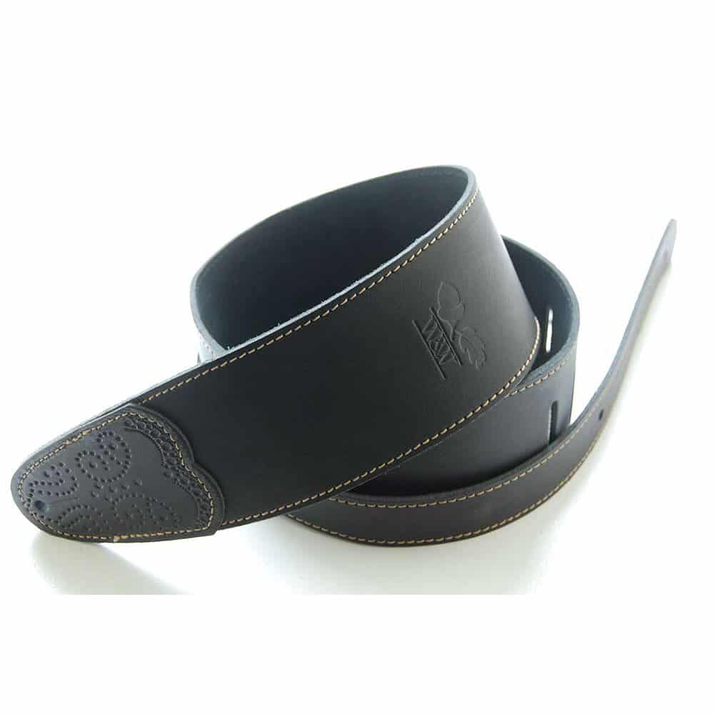 Whitestone & Willow Black Leather Deluxe Guitar Strap