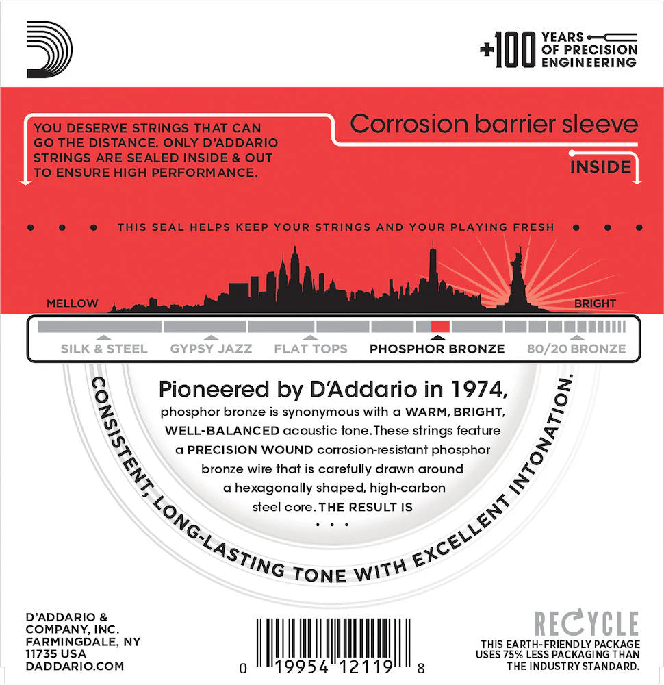 D'addario EJ39 12-String Phospher bronze, Medium, 12-52